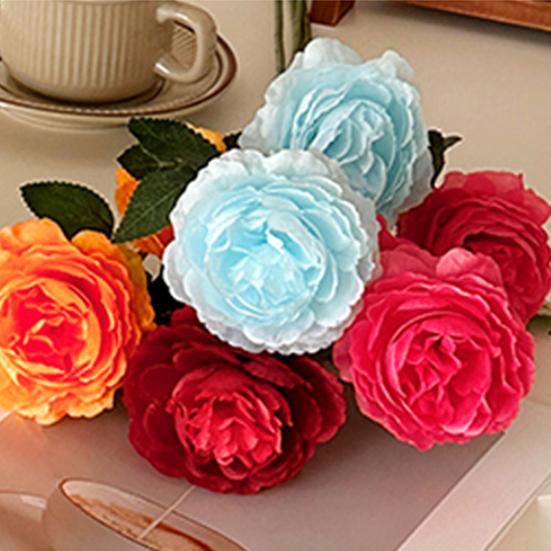 Nep Zijde Pioenroos Kunstbloem voor Vaas 25" Nep Pioenroos Takken met 2 Bloemen En 1 Knop voor Doe-het-zelf Bruidsboeket Bruidsdouche Huis Tafel