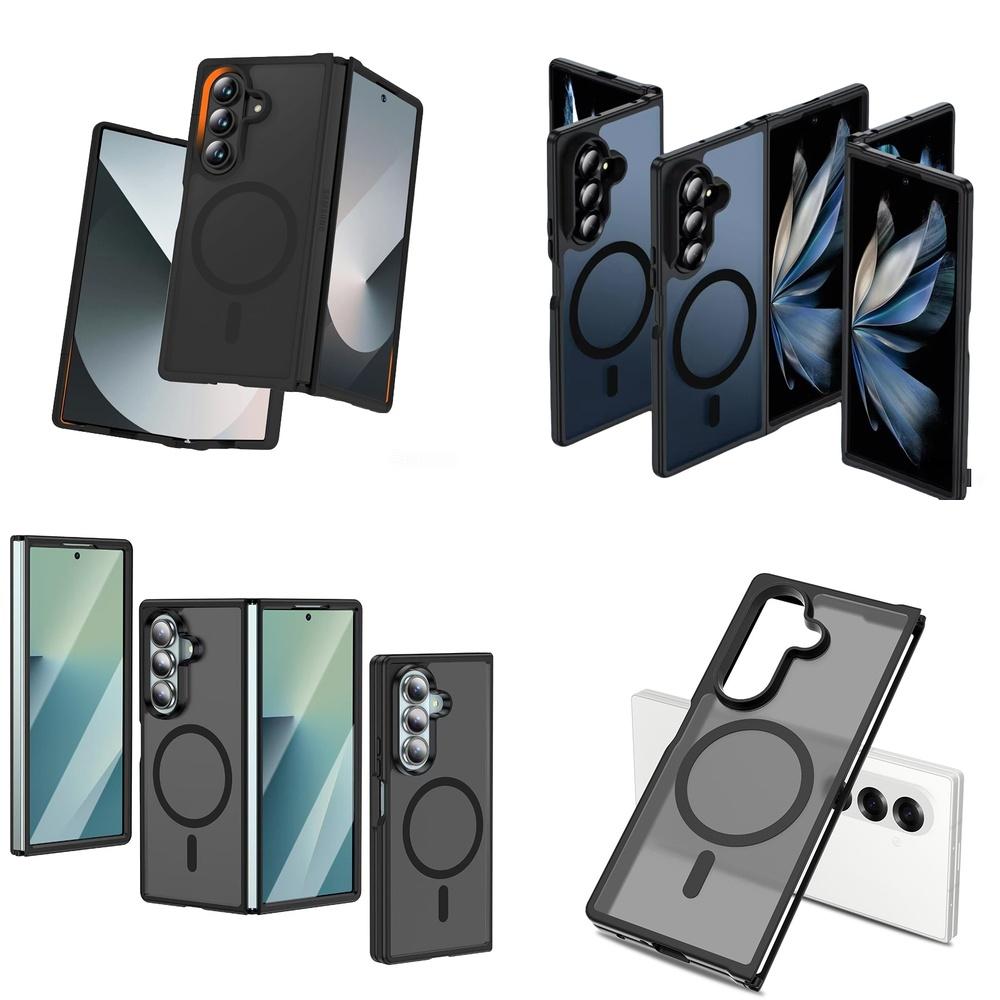Translucent Shock Absorbing Magnetic Strong Magnet Attachment Folding Phone Case for Samsung Z Fold 7 6 8 Wide Daily Use