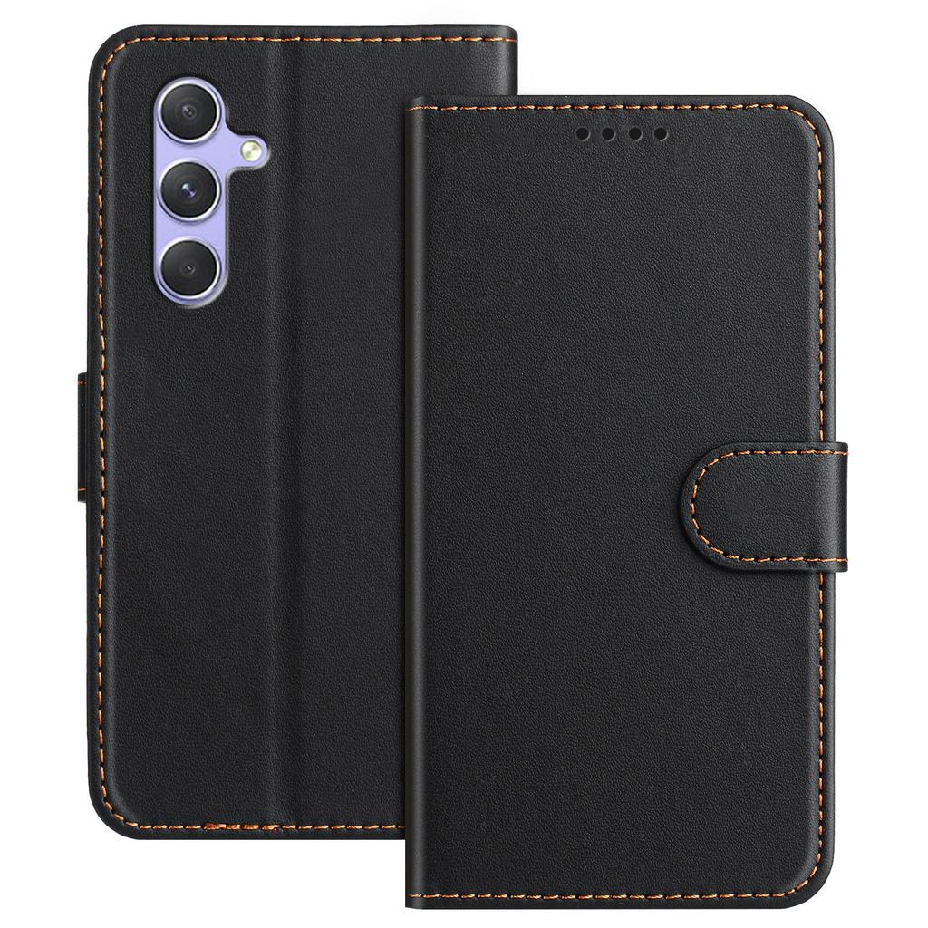 For Samsung Galaxy A54 5G Leather Case Wallet Stand Solid Color Anti Drop Phone Cover