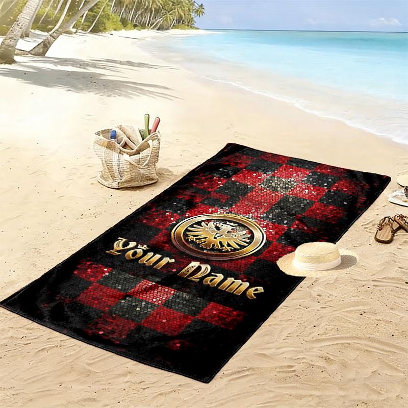 Eintracht Frankfurt Custom Name Print Beach Towel, Large Soft Quick Dry Towel for Beach Camping Swimming