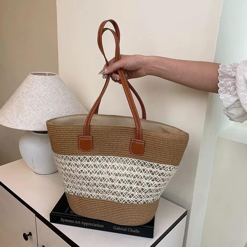 Straw bag women's summer woven bag handbag seaside vacation messenger bag large capacity women's bag tote bag