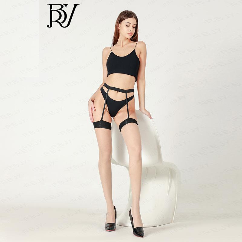 Red Edge Suspenders Integrated Stockings Foreign Trade Shredded Meat Suspenders Pure Desire Black Stockings Open-File Stockings Women'S Summer Thin