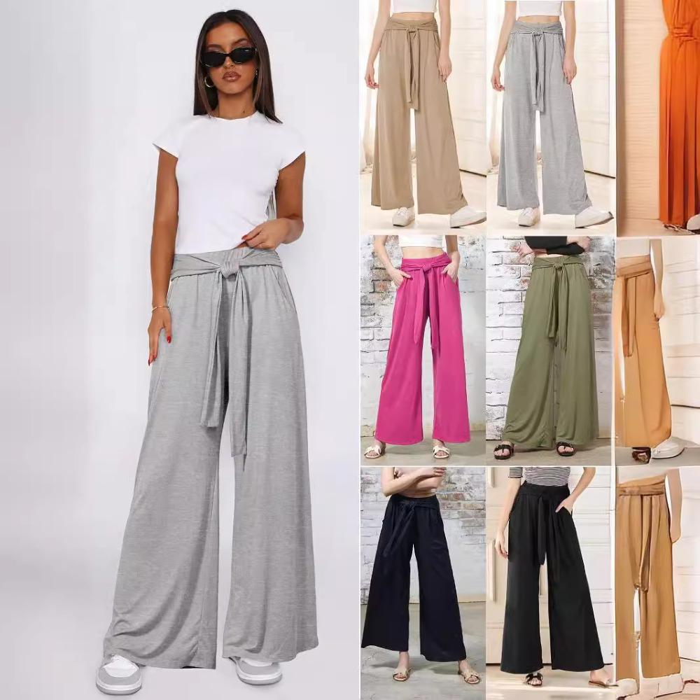 Winter Solid Color Hanging Lace-up Wide Leg Pants with Soft and Comfortable Yoga Pants Women