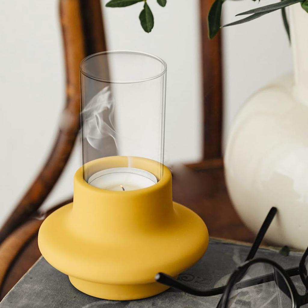 Alipis 4 Clear Glass Candle Shades, Straight Candles, Windproof and Heat-Resistant, for Home Decor