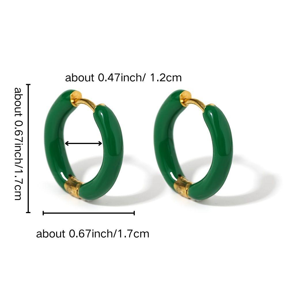 Bunte Neon-Emaille Huggie Creolen Ohrringe Edelstahl Schmuck für Frauen Dopamin Kleiner Ohr-Cuff Piercing Auffälliger Schmuck