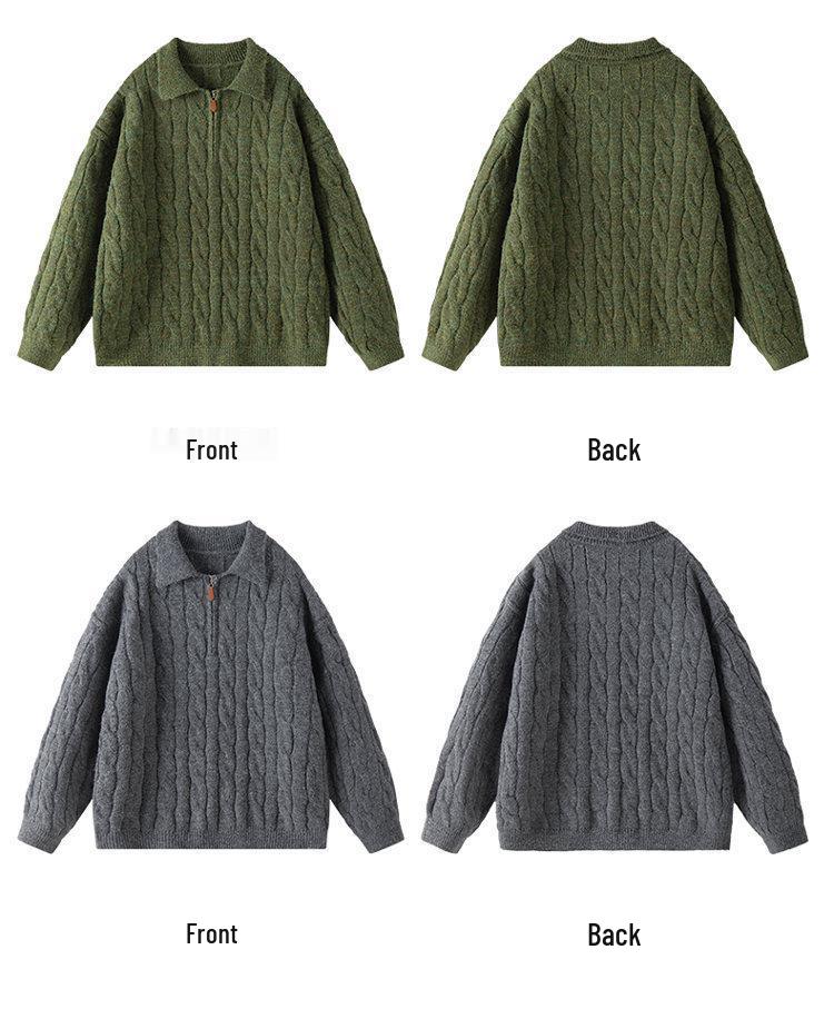 Men's Versatile Trendy 2025 Half-Zip Loose Knit Pullover Sweater