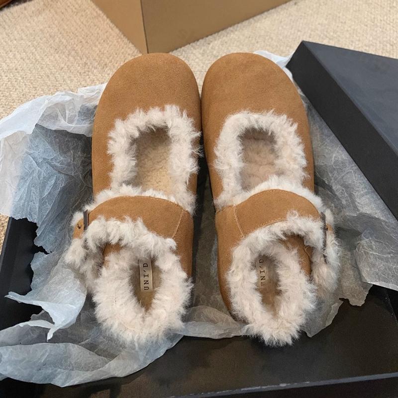 Fashion Retro Plush Casual Shallow Mouth Flat Mary Jane for Women 2025 Autumn New Warm Comfortable Versatile Fashion Cotton Single Shoes