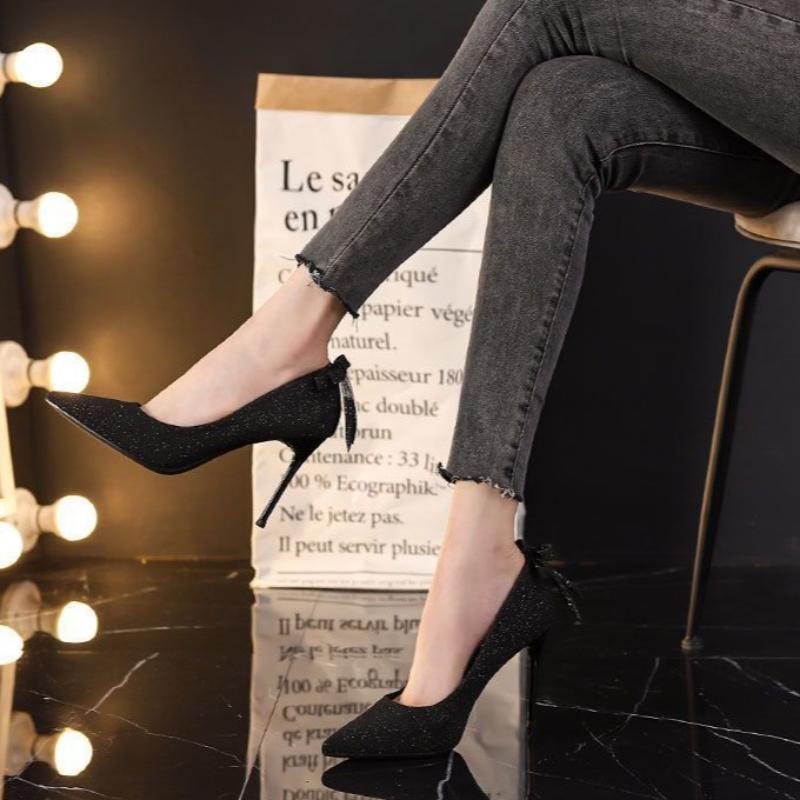 French Design Sense Niche Ladies 6cm High Heels Ins Style Trend Pointed Shallow Mouth Fine Heel Wedding Shoes Shopping Dating Prom with Shoes