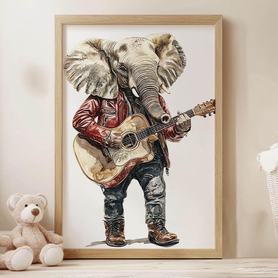 Elephant Melody Poster Elephant Melody Poster, 70X100 Cm, Dark Brown Wooden Frame, 230 Gsm Matte Paper