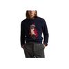 Polo Ralph Lauren Cartoon Pattern Letter Crew Neck Long Sleeve Pullover Sweater Men Sweater Navy-Blue 710952384-001