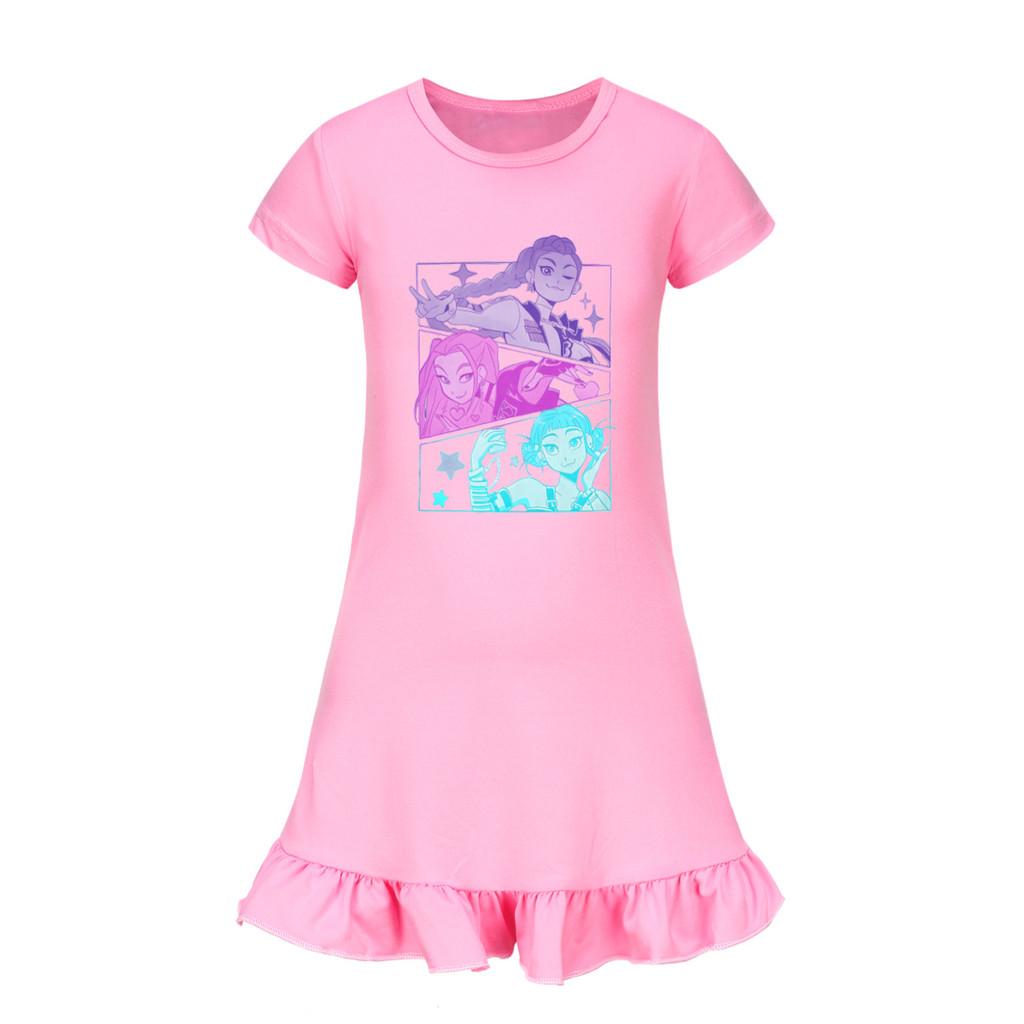 5160 Kids Girls Mira Zoey Rumi Printed Ruffle Short Sleeves Casual Dress
