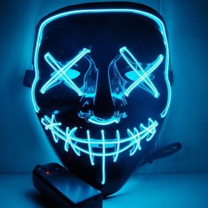 Masque d'Halloween LED Light up KING - Bleu - Pour Festival Cosplay Costume d'Halloween
