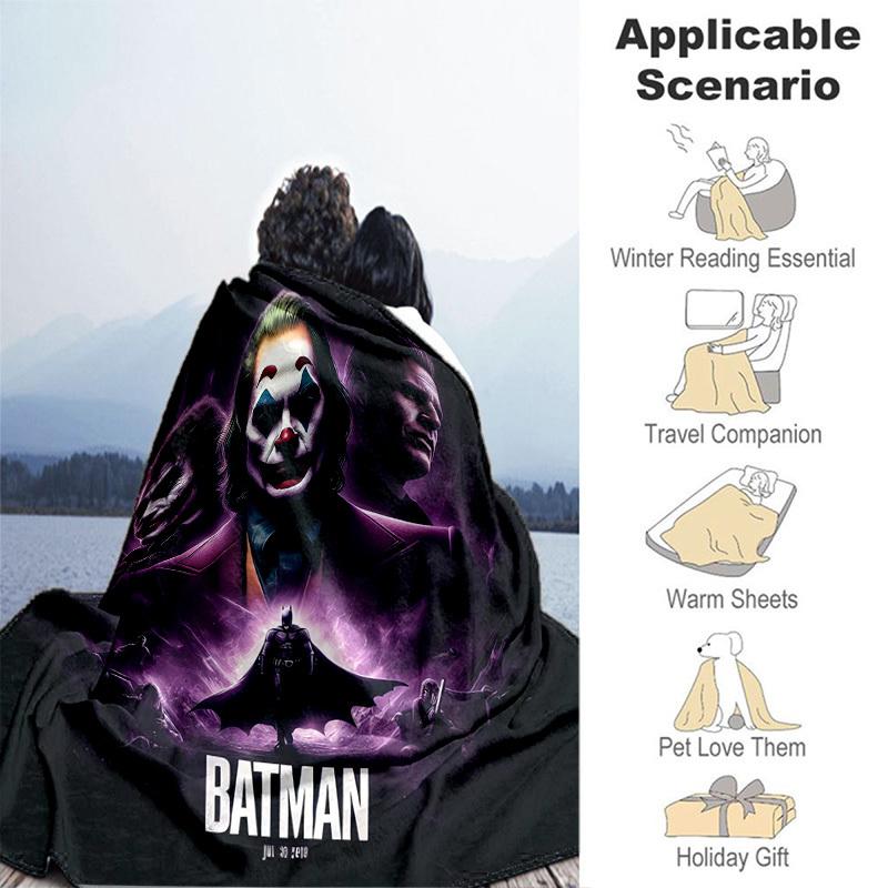1 stuks Batman: De Joker Trilogie Cartoon Dekentje, Draagbaar Plaid voor Reizen & Kamperen, Gezellig Dekentje voor Alle Seizoenen, Ideaal Cadeau