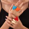 Colorful Drip Oil Heart-Shaped Irregular Open Ring for Women Minimalist Metal Love Geometric Finger Rings Daily Jewelry