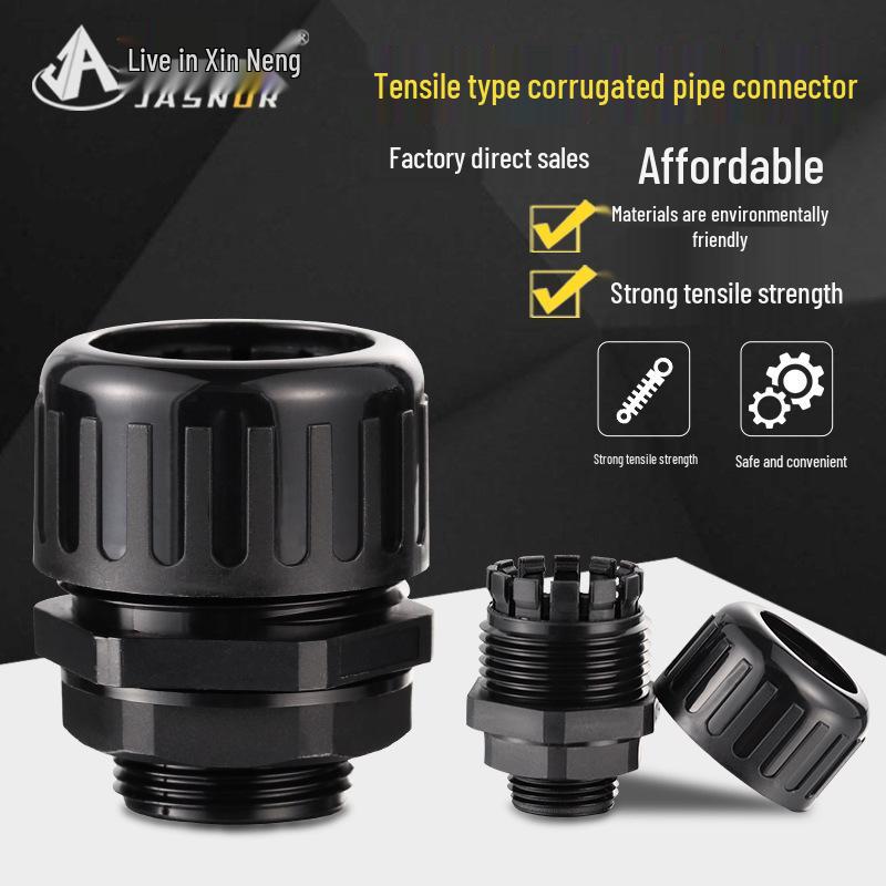 Plastic Tensile Wave Pipe Fitting with Nylon Claw Lock Nut for Cable Protection