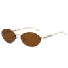 New Luxury Frameless Gradient Cat Eye Sunglasses Women Pearl Inlaid Temple UV400 Protection Elegant Trendy