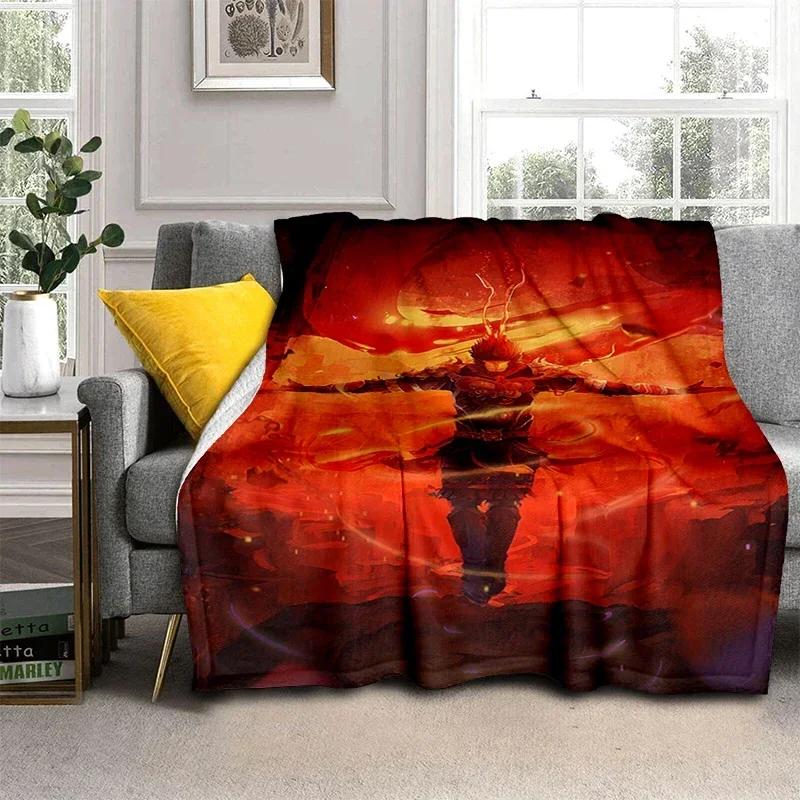 Fantasy The Monkey King Cartoon Blanket Warm Flannel Throw Blanket Bedspread for Bed Sofa Picnic Christmas Birthday Boys Gifts