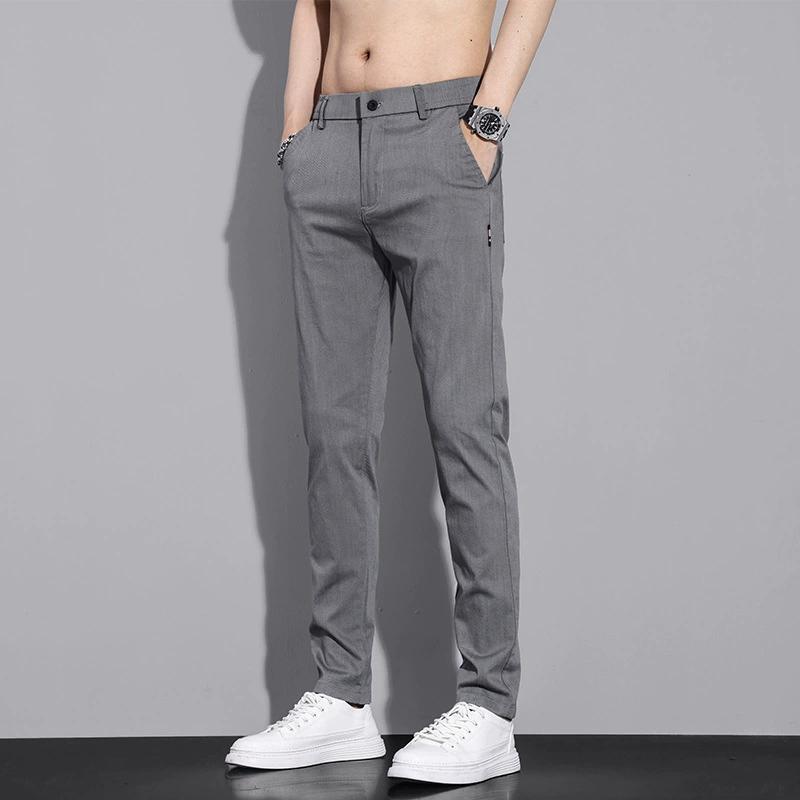 Men's Casual Pants Spring Summer Thin Business Straight Cotton Stretch Classic Work Trousers Korean Clothing
