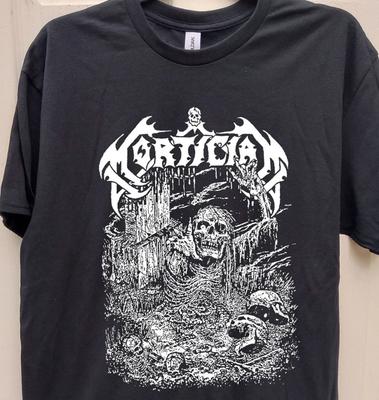 T-shirt Noir Coton Lourd Concert Tournée Musique Groupe Mortician Vintage Pour hommes BL202 T-shirt Unisexe