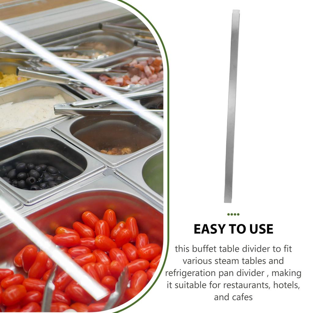 2Pcs Premium Stainless Steel Pan Divider Bars 7.09 Inch Robust Food Service Shelf Dividers Metal Divider Rods for Catering