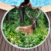 Wild Animal Print Round Beach Towel with Tassels, Sand Resistant Beach Blanket, Absorbent Quick Dry Pool Towel Soft Picnic Mat