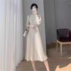 Womens Long Sleeve A-Line Knit Dress Winter Solid Color Turtleneck Midi Office Chic Outfit