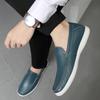 Men's shoes 2025 summer new mesh solid color breathable one-pedal lazy casual shoes men go out platform leather shoes