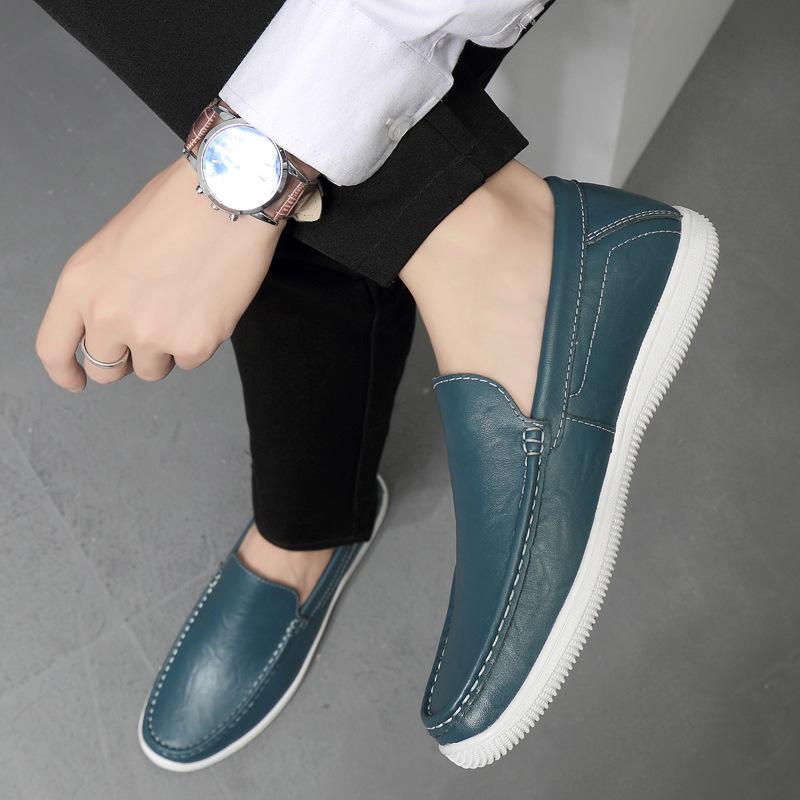 Men's shoes 2025 summer new mesh solid color breathable one-pedal lazy casual shoes men go out platform leather shoes
