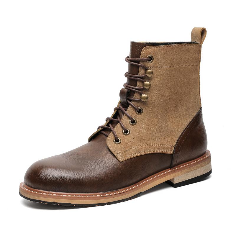 

big size men s fashion outdoors desert boots black brown natural leather shoes cowboy tooling work boot handsome high botas male 280 коричневый