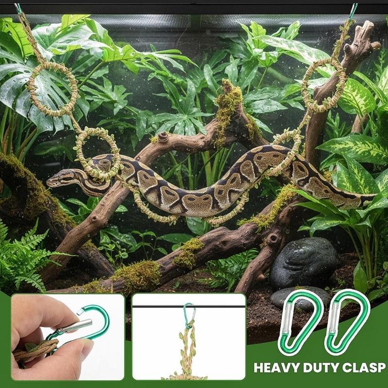 Snake Toy 38.4In Long Handwoven Twine Rope Rings Climbing Toy For Bird Cage Feeding Box Pet Terrarium Decoration