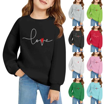 Kids' Long Sleeve Loose Pullover Letter Printed Round Neck Sweatshirt