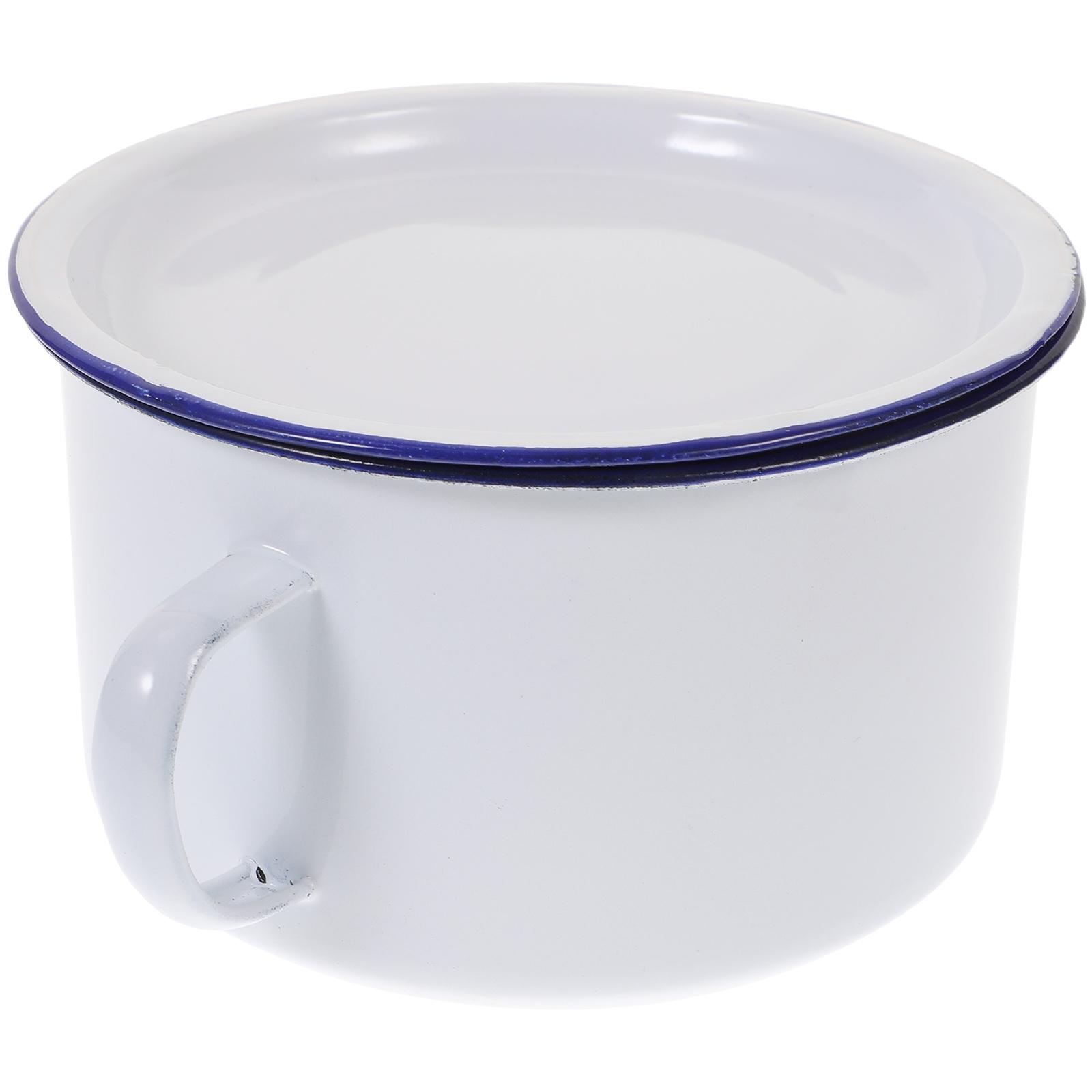 

Эмалированная миска для лапши, набор из 2 эмалированных мисок для лапши, ретро-контейнер для супа из металла, кухонная креативная миска для рамена, столовая посуда белый