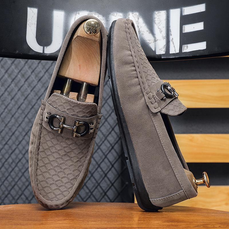 

Мужские летние туфли Doudou из матовой замши, лоферы без шнурков, мужские маленькие кожаные туфли, обувь для вождения, мужской комфорт 44