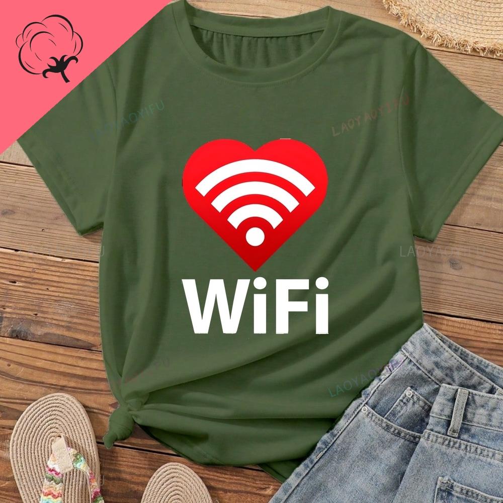 Love Is Shared WiFi Tshirt Valentines Day Gift Tshirt Fun WiFi Sharing Tshirt Unisexs and WoUnisexs Pure Cotton Tshirts