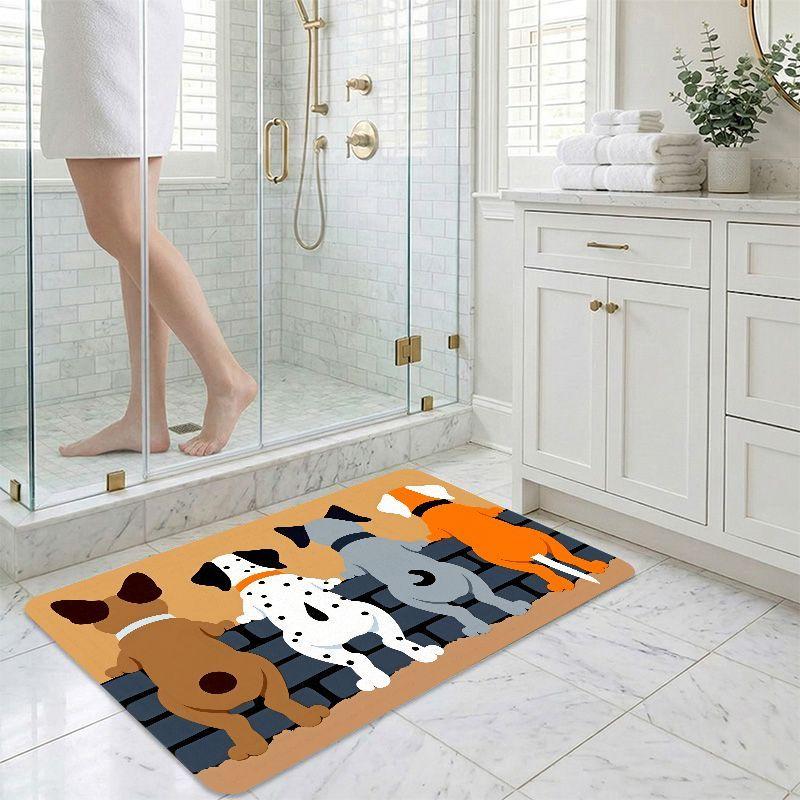 1pc 2D Flat Cute Dogs Back View Cartoon Pattern Flannel Door Mat Non Slip Pet Lover Rug For Entryway Living Room Floor Decor