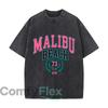 Malibu Beach Pacific Coast Sport Team 73 USA Vintage Distressed Loose Streetwear Tops