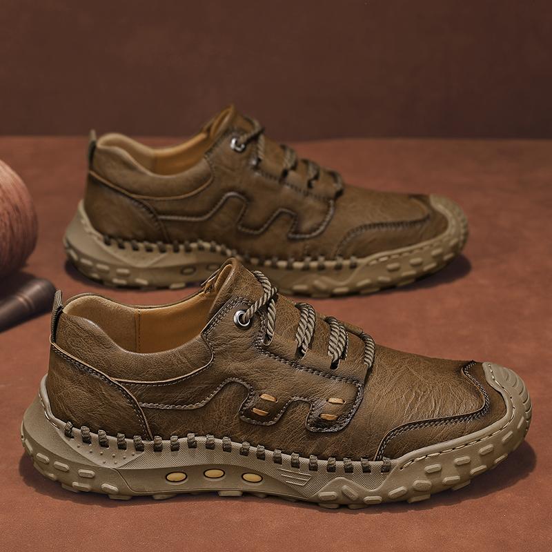 Leather Men Fashion Walking Footwear 2024 All-match Men Casual Shoes Lace-Up Men's Hiking Shoes Classic Men Shoes for Wedding