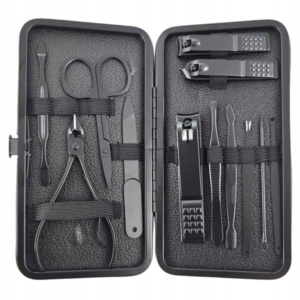 Ecarla Zestaw Akcesoriów Do Manicure W Etui 12Szt Czarny Ak21