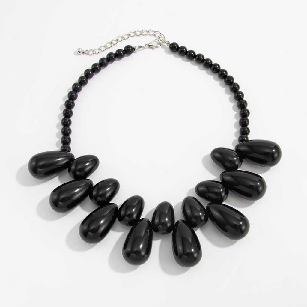 Exaggerated Water Drop Resin Pendant Choker Necklace Women Boho Clavicle Chain Statement Jewelry Gift