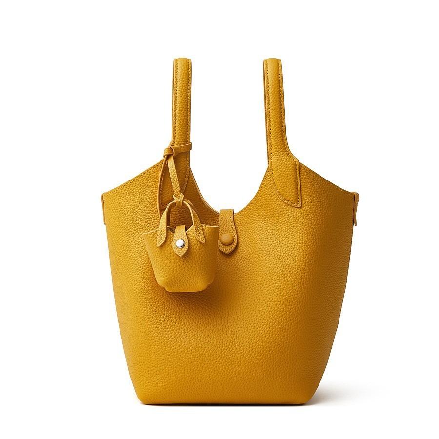 TC Top Layer Cowhide Grain Surface, High-end Feeling, Hundred Hand Picked Vegetable Basket Bag, New Temperament, Single Shoulder Crossbody Women's Bag