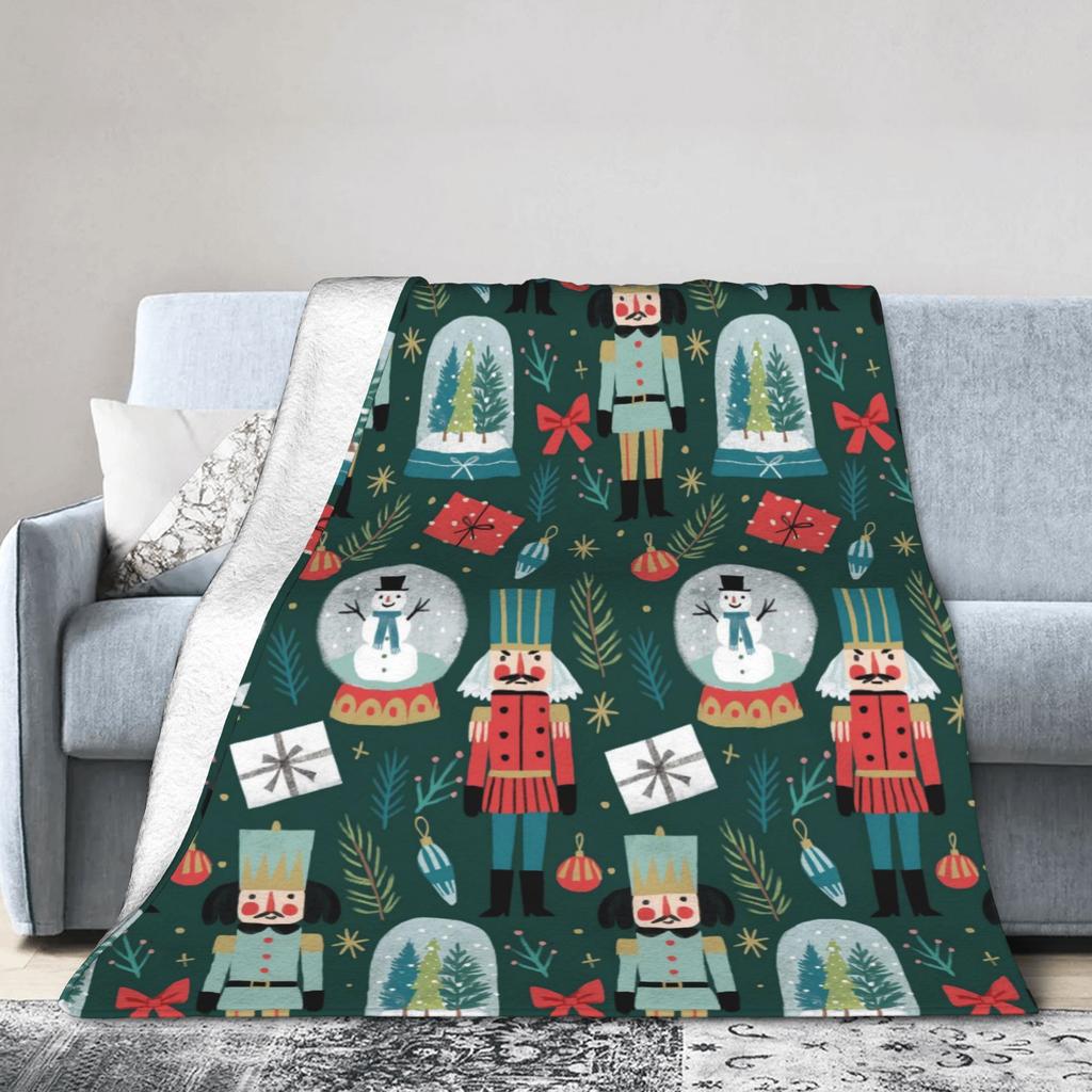 Christmas Nutcracker Flannel Blankets Spring  Soft Throw Blanket for Girls Boys Living Room Print Bedspread Sofa Bed Cover