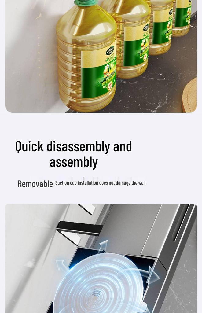 Porta coltelli da cucina pieghevole da parete senza fori con supporto a ventosa multifunzionale in acciaio inossidabile