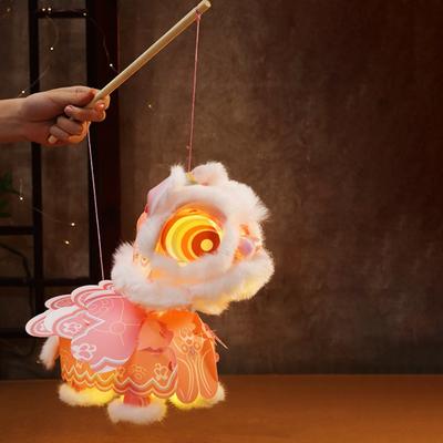Handmade Lion Dance Lantern Year of The Horse Traditional New Year Lantern Chinese Style Portable Ancient Luminous Lantern