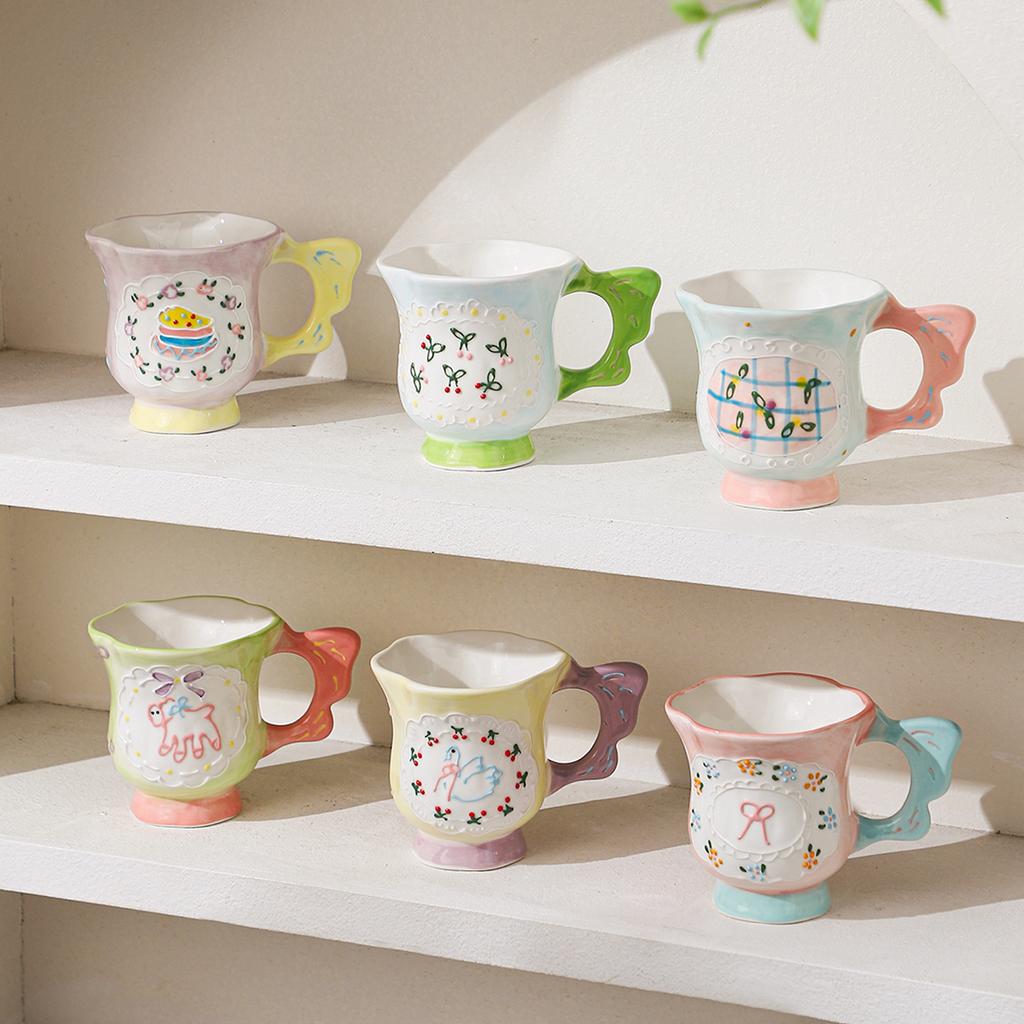 Ceramic Cup Water Cup Household Creative Mug Wind Breakfast Cup Large Capacity High Value Cute Milk Cup