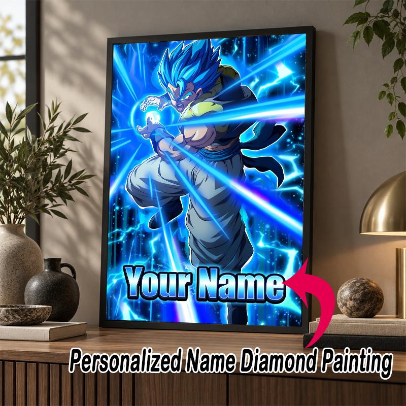 Personalized Gogeta Diamond Art Custom Name 5D Diamond Painting Full Drill DIY Craft