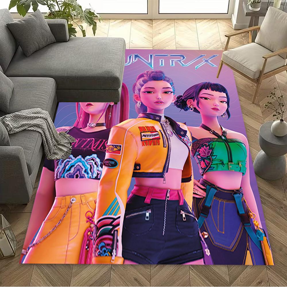 Huntrx Cyberpunk Fashion Area Rug Design for Entryway Kitchen Living Rooms Hallway Anti-slip Rug Anime Office Decor Best for Christmas