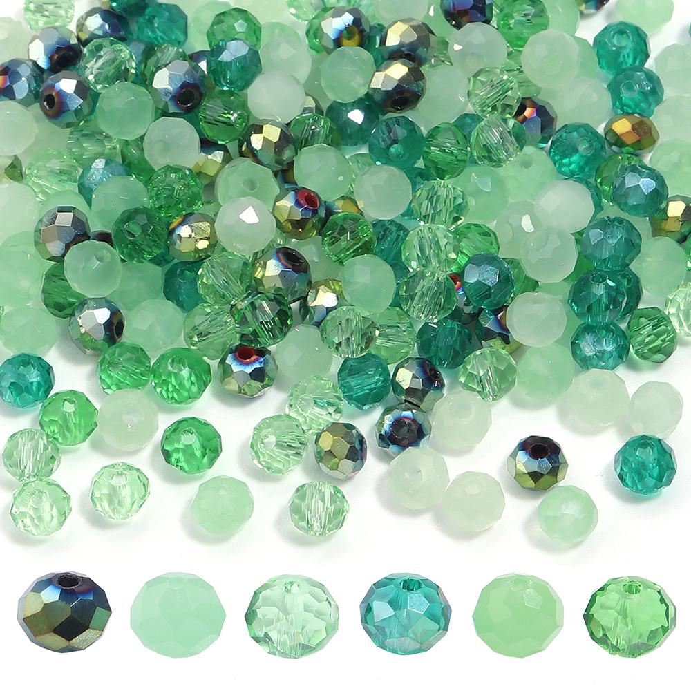 100-200pcs 4/6/8mm Mixed Color Crystal Beads Loose Spaced Flat Abacus Glass Beads For DIY Charms Bracelet Necklace Accessories