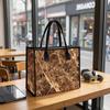Brown Marble Pattern Tote Bag Large Fashion Shoulder Handbag for Daily Use