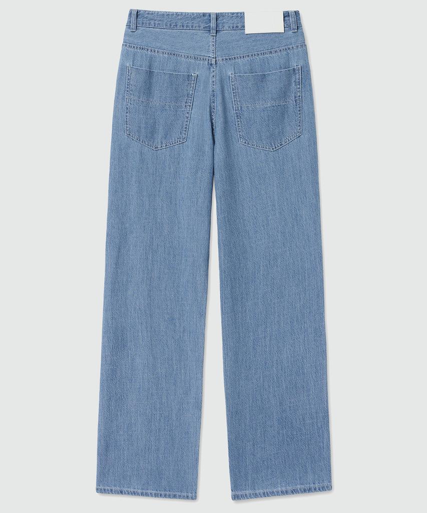 DECET [Summer Linen-Like] Linen Like Mid Rise Wide Jeans Dcpt039Blue