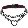 Gothic Harajaku Black Heart Chain Leather Choker Collar Punk Necklaces for Women Girls Buckle Chocker Emo Witch Jewelry